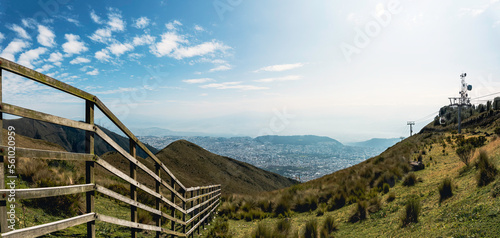 Cityscape of Quito city seen from the Pichincha volcano, Ecuador.