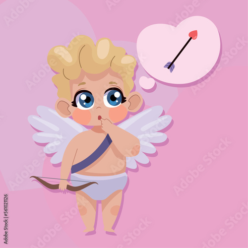 cupid angel thinking in arrow