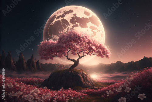 Sakura Petals Under The Moonlight