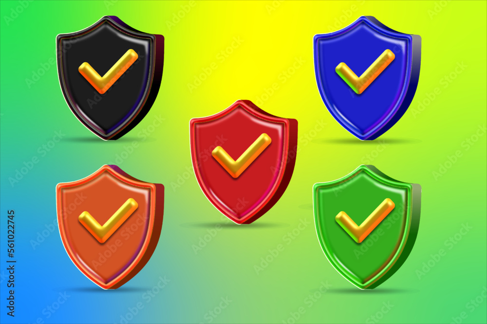 bundle of shield 3D color concept bundle of shield 3D color concept
