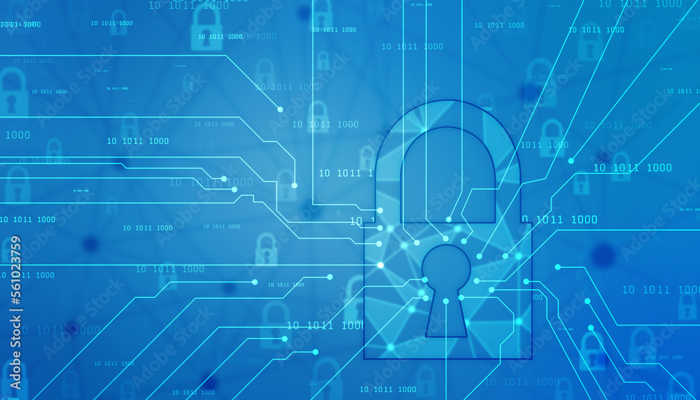Obraz premium Digital Padlock on abstract technology background, Technology security concept. Modern safety digital background. Protection system, Cyber Security and safety information, personal data concept