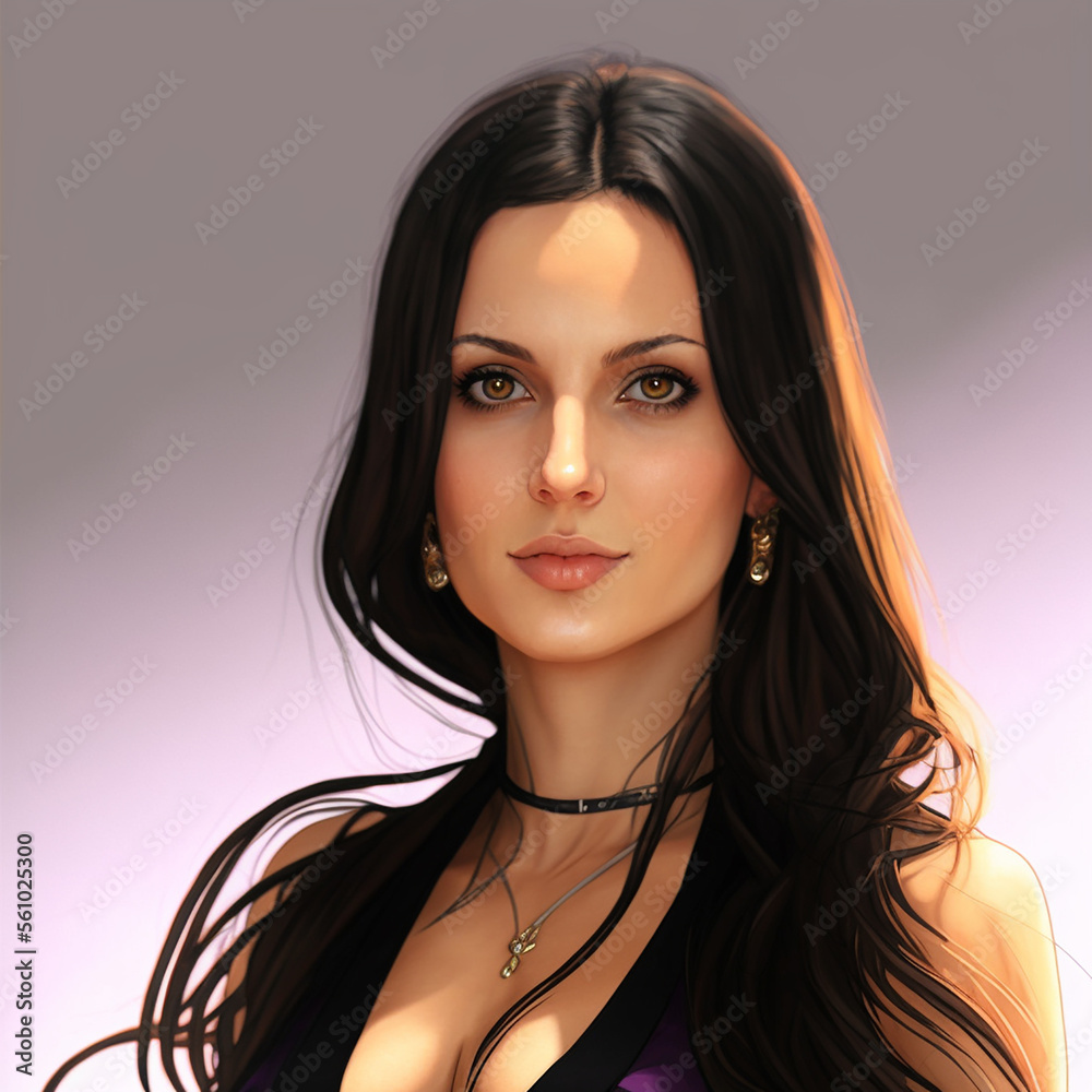 desenho mulher linda com olhar forte 