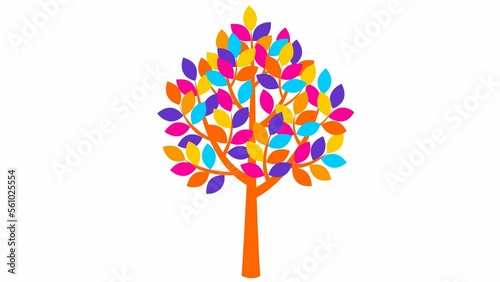 Wallpaper Mural The tree gradually grew, leaves appeared on the branches. The colorful symbol. Concept of ecology, life. Flat vector illustration isolated on white background. Torontodigital.ca