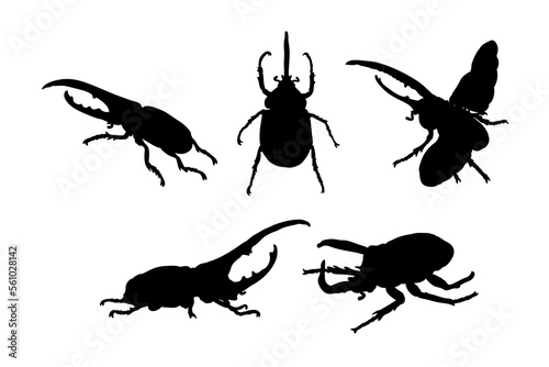 Set of silhouettes of hercules beetle vector design