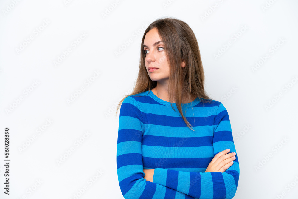 Young caucasian woman isolated on white background keeping the arms crossed Young caucasian woman isolated on white background keeping the arms crossed