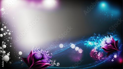 Colorful abstract banner with flowers  copy space  Generative AI