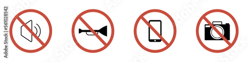 Prohibited signs, sound, photo, phone