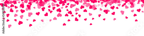 Love valentine background with pink petals of hearts on transparent background. Vector banner, postcard, background.The 14th of February. PNG image 