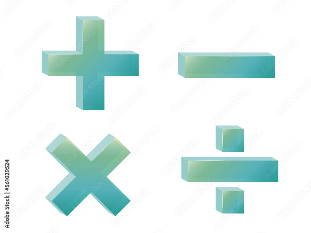 Fototapeta premium transparent_A001 plus minus multiplied divided symbol with transparent and three-dimensional vector illustration graphic EPS 10
