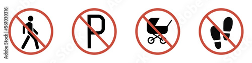 Prohibited signs set, symbol, illustration