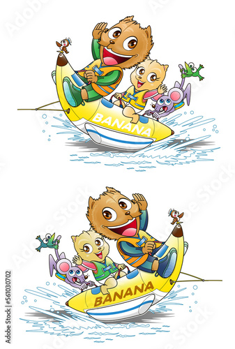 イヌ,キャラクター ,バナナボート,カット,左右