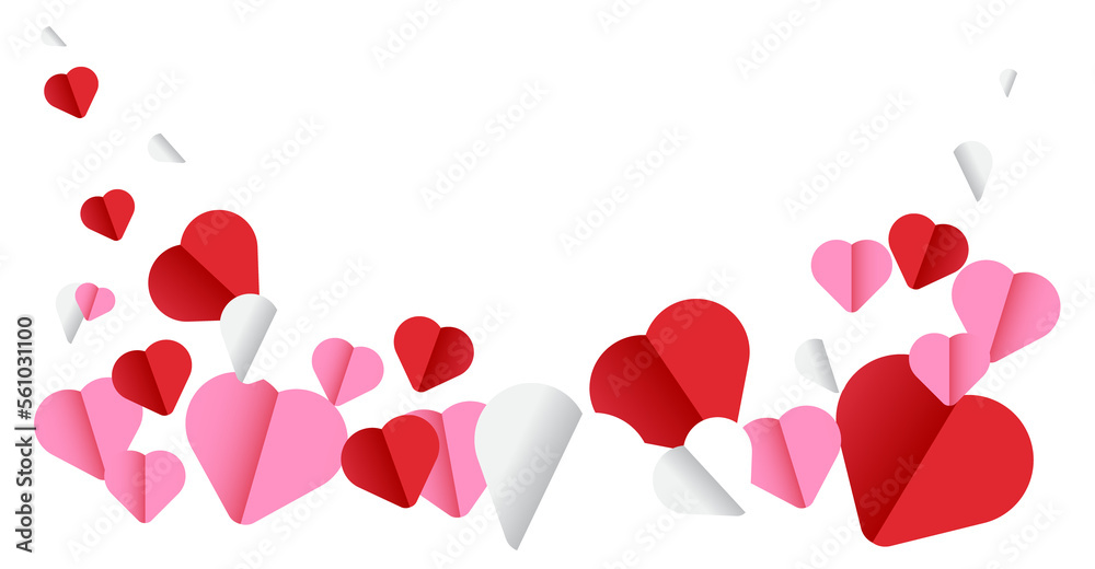 Pink and Red Heart Paper PNG,with Border Frame,Sweet Heart Transparent background