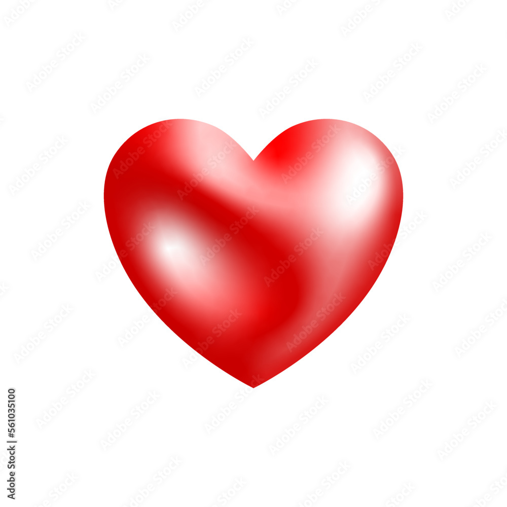 Heart icon vector. Isolated love symbol 3d illustration