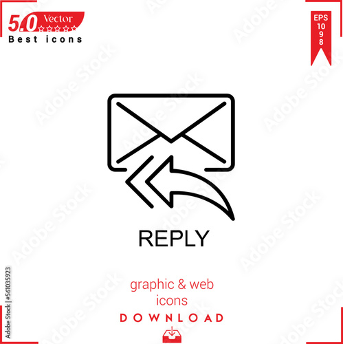 REPLY icon vector . Business marketing management, REPLY icons , simple, isolated, application , logo, flat icon for website design or mobile applications, 
UI  UX design Editable stroke. EPS10