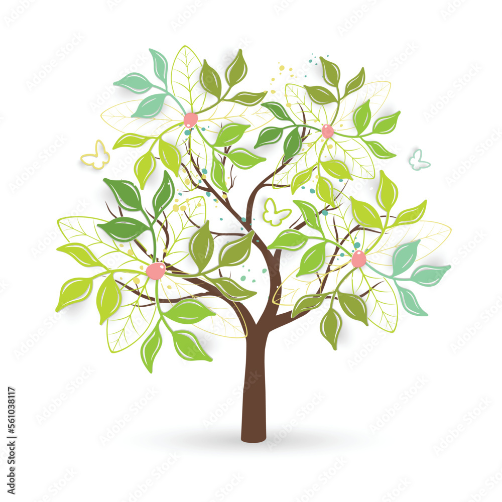 Tree on a white background. Minimal Style. Vector handwriting illustration. Tree on a white background. Minimal Style. Vector handwriting illustration.