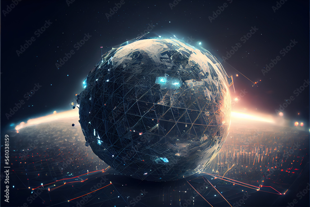 Obraz premium Global network background futuristic, Generative AI