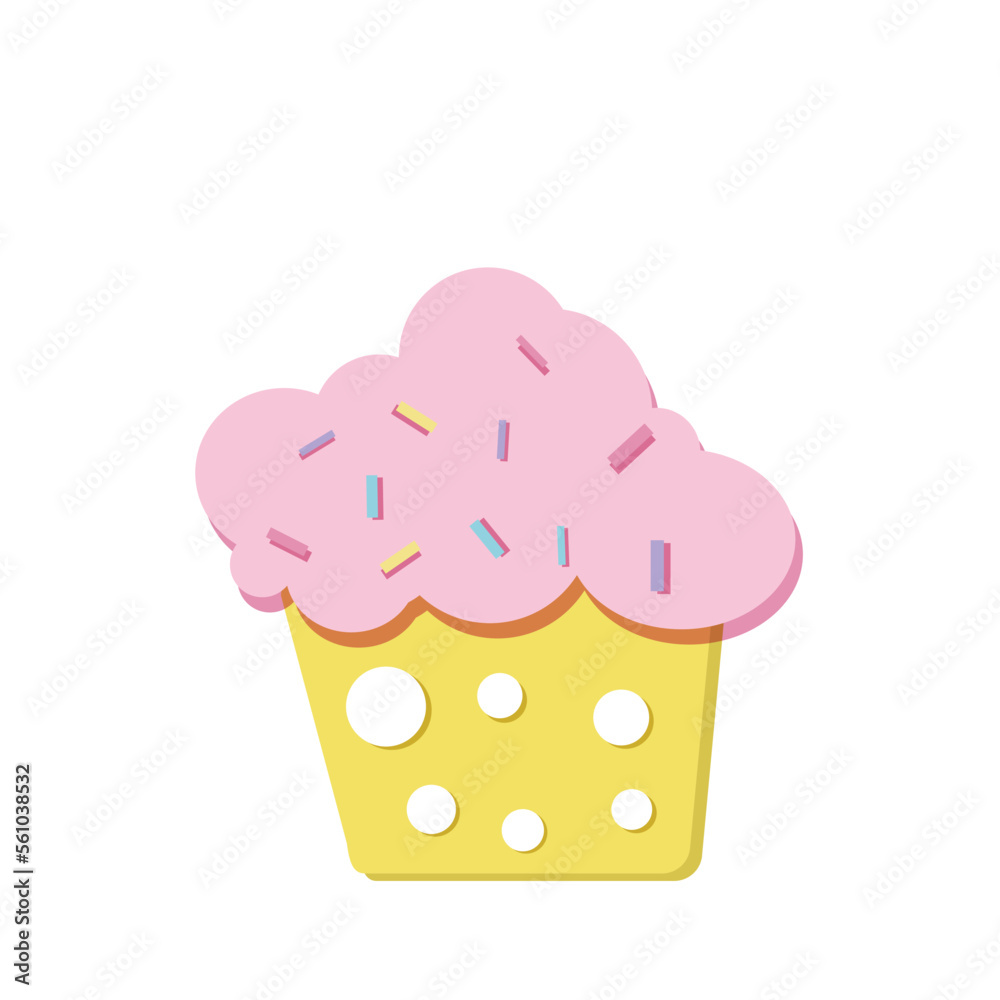 Funny cake on white background, greetings card with copy space Funny cake on white background, greetings card with copy space