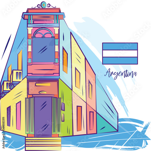 Isolated Colon Theatre Argentina opera house Vector