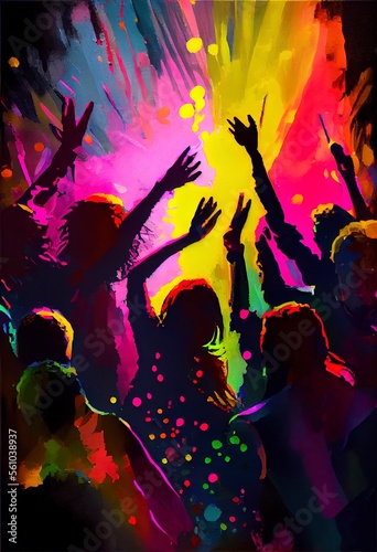 Crowd of people dancing in the nightclub