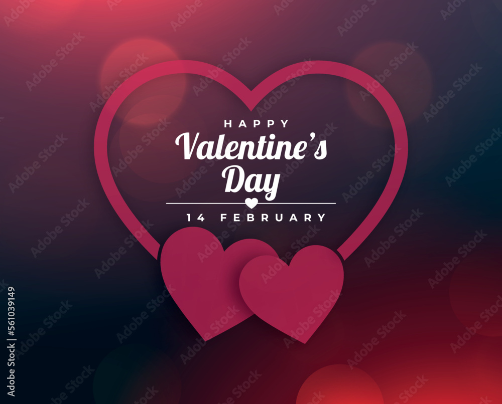 happy valentines day beautiful hearts and lighting background