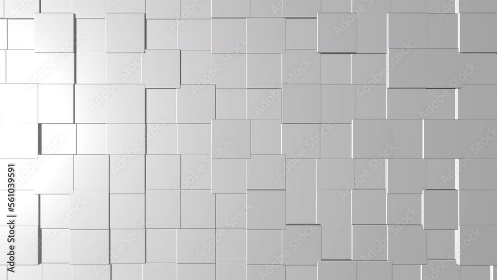 Abstract background, moving white cube wall, 3d rendering, 4k video looping Abstract background, moving white cube wall, 3d rendering, 4k video looping