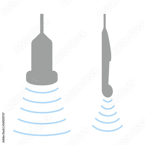 Infographic of Ultrasound Probe Including Curvilinear and Transvaginal Transducer For Obstetrics and Gynecology. Medical Equipment