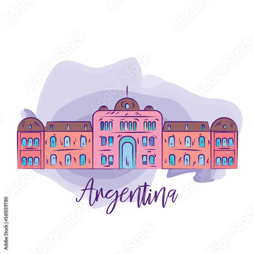 Isolated casa rosada President house in Argentina Vector