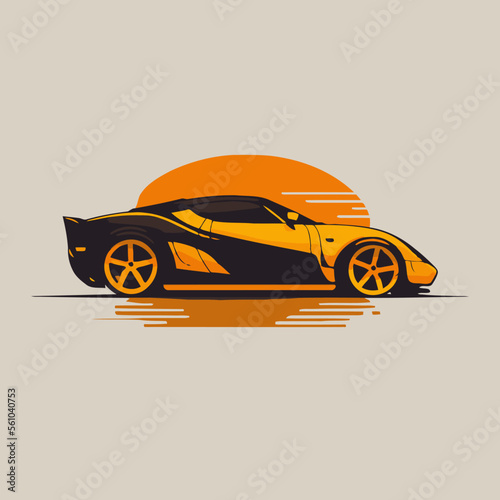 Illustration of sport car, super car logo vector