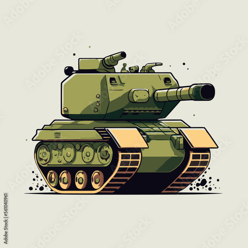 large tank military army vector cartoon color icon vector flat color illustration