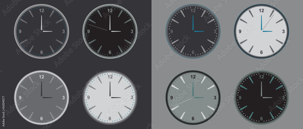 Wall clock set with dark and light face.