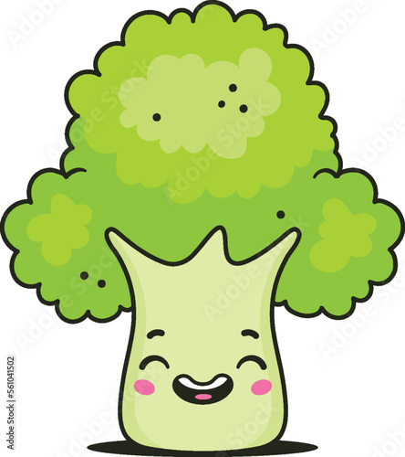 Cute kawaii broccoli character vector cartoon illustration