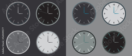 Wall clock set with dark and light face.