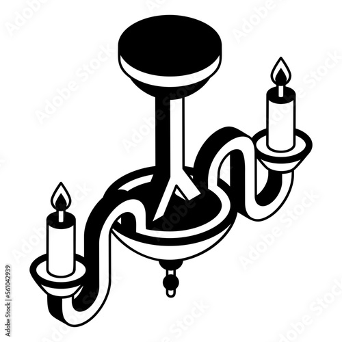 real candle chandelier isometric Concept Vector Icon Design, Interior design Symbol, Home Office decoration Sign, Residential and Commercial Decor Elements stock illustration