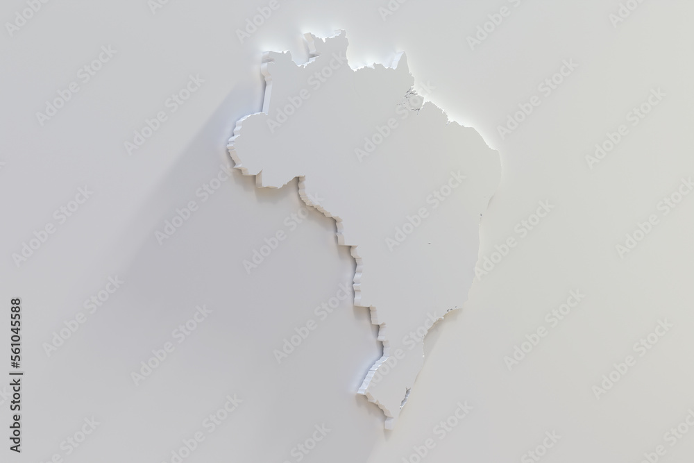 Extruded map of Brazil 3d render