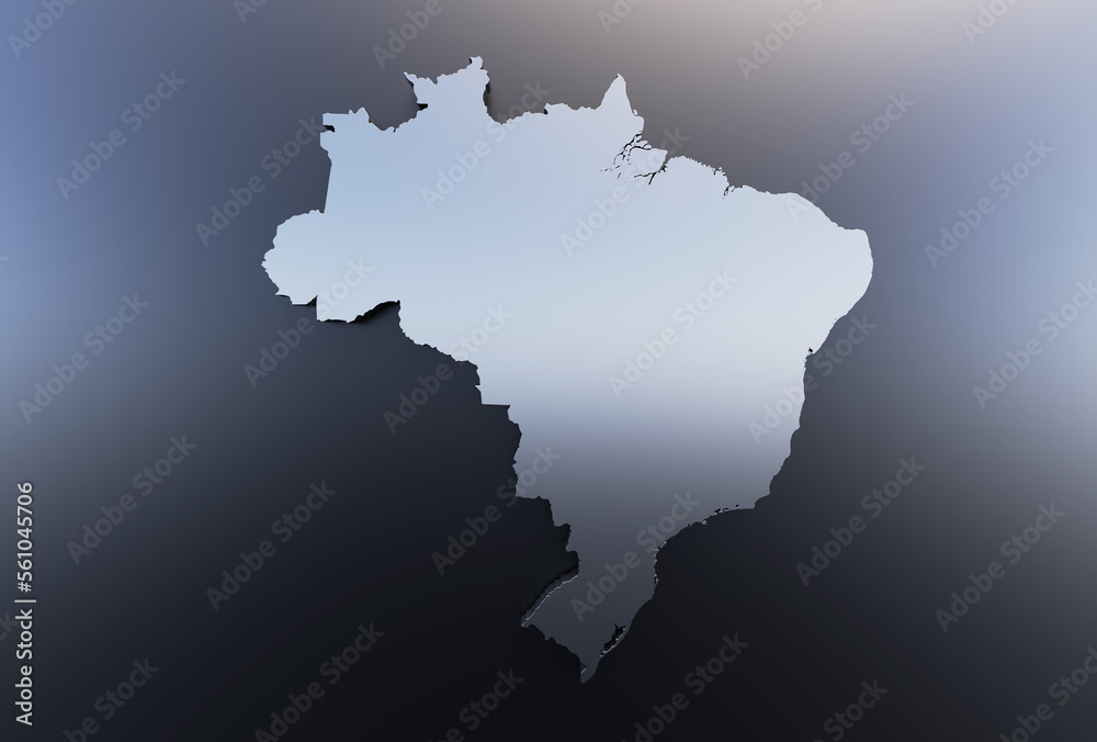 Extruded map of Brazil 3d render Extruded map of Brazil 3d render