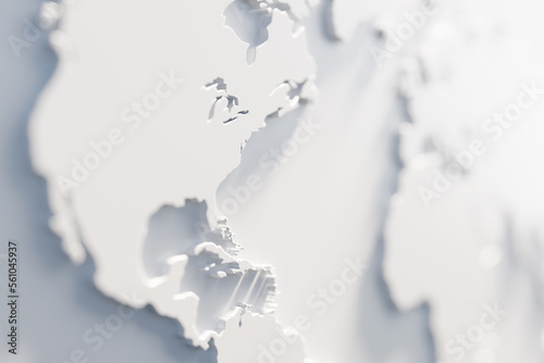 Extruded World map close up 3d render