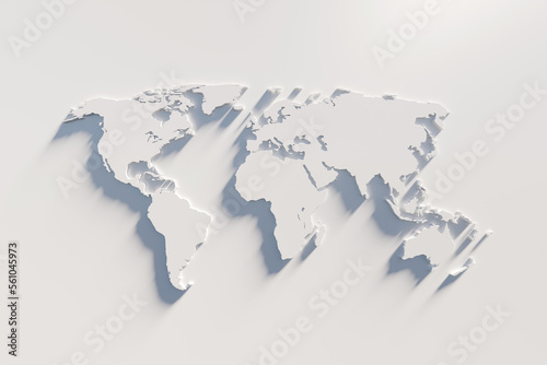 Extruded World map 3d render