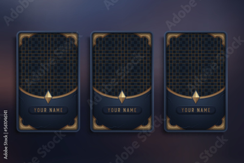 Futuristic frames of black metal border for avatar in game interface