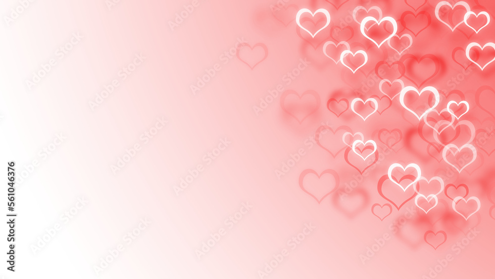 background with hearts red and white with transparent gradient background