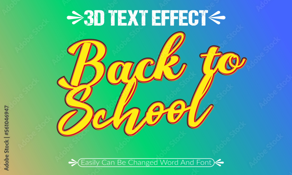 Simple back to school 3d typography text design