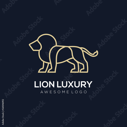 Luxury lion line logo illustration gold color for the company