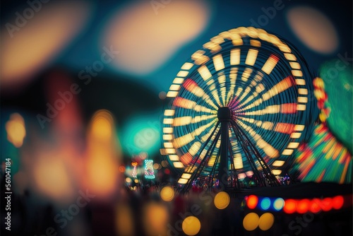 ferris wheel at night country, ai generated