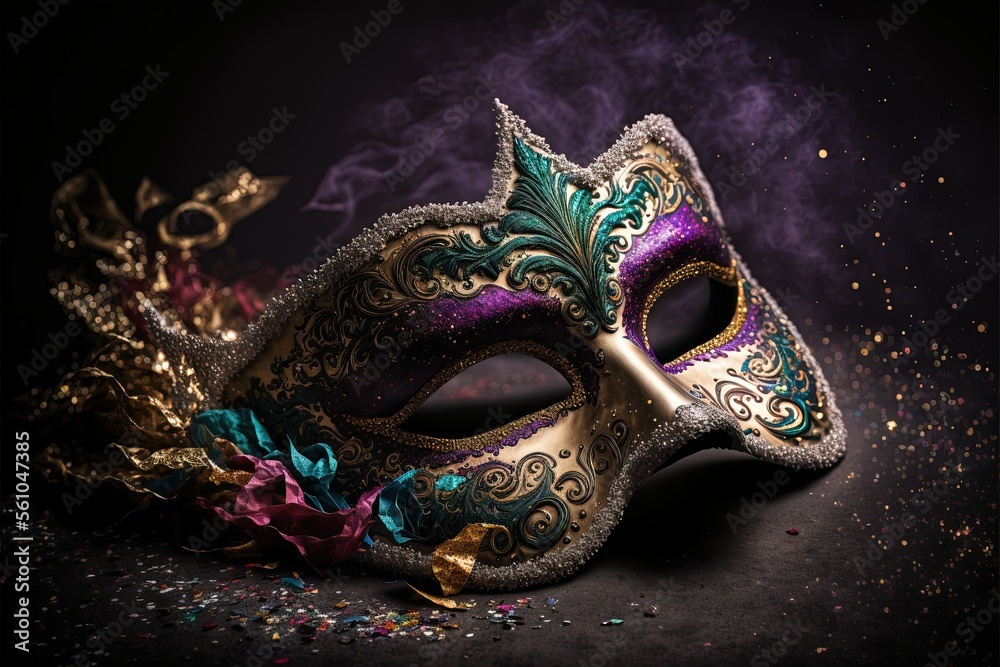 elegant venetian, mardi gras mask, ai generated