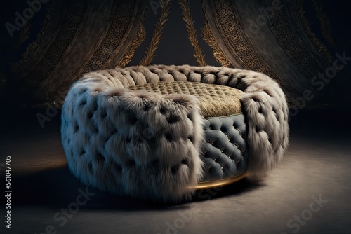 decorative beige ottoman couch, generative ai composite photo