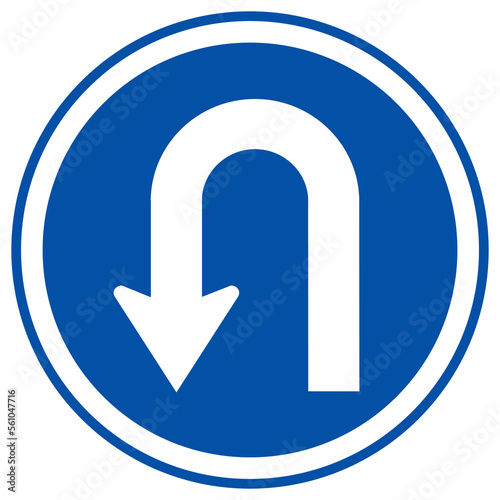U-Turn Left Traffic Road Sign,Vector Illustration, Isolate On White Background Label. EPS10