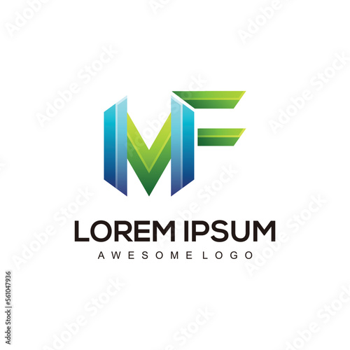 M F letter gradient colorful logo template design