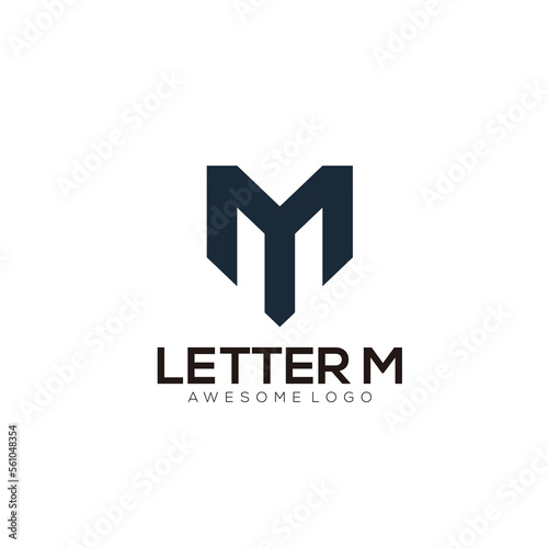 Letter M abstract logo design silhouette