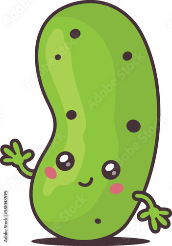 Cute kawaii pickle character vector cartoon illustration isolated on white