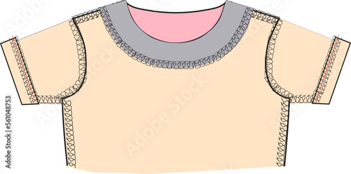 
T-shirt turned inside out. Seams and facings of a mouth outside. Sewing themes. Tailoring technology.