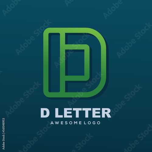 Letter D colorful logo illustration line art style